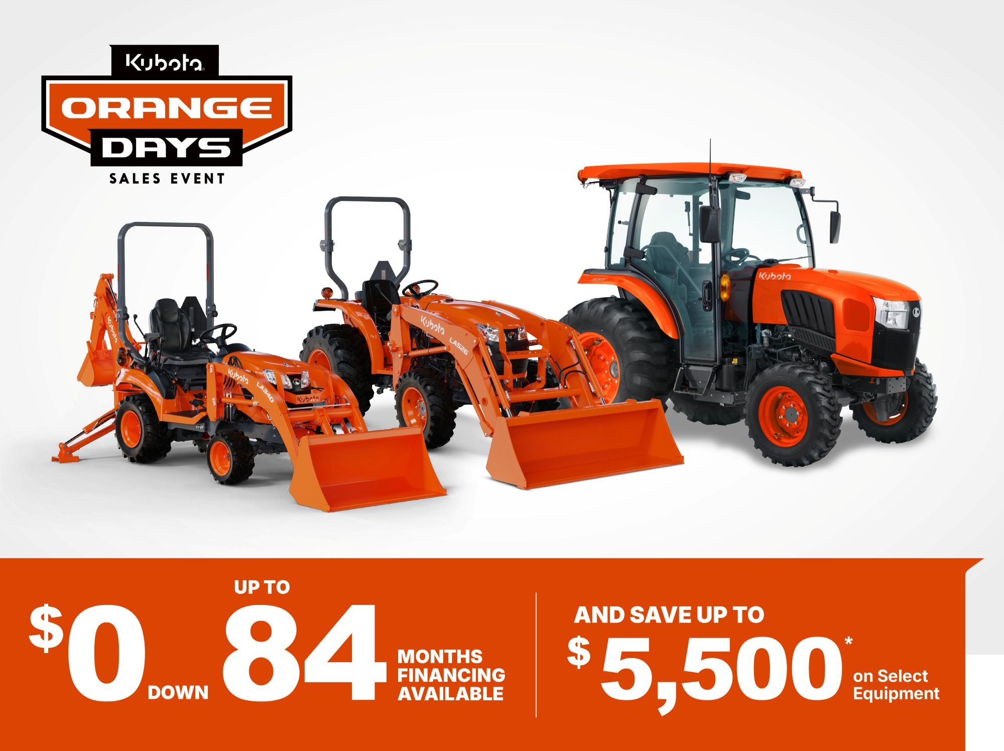 Kubota Orange Day Sales Event - Save on Select BX23C, L2502 & GL60 Series Tractors